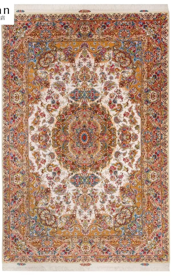 Rare Large Size Tabriz Hand-woven Wool Khatibi Rug 200x305cm (No.109)