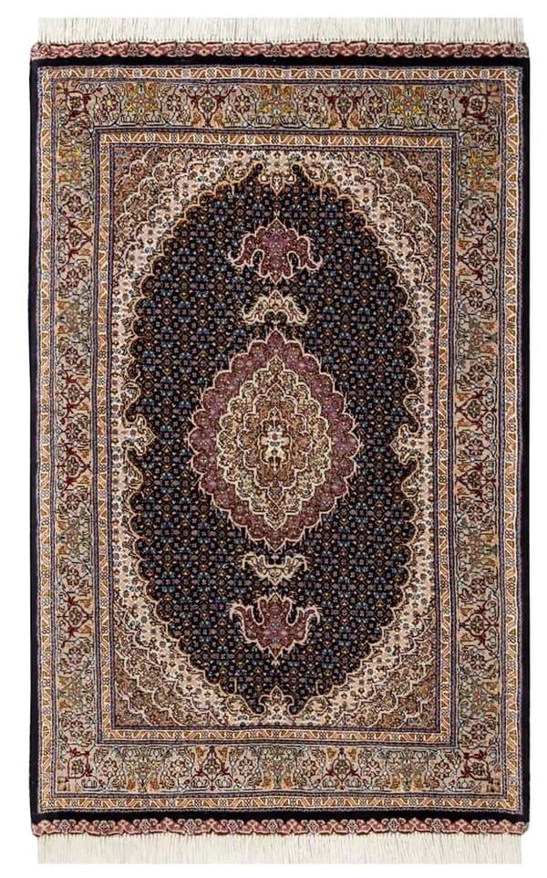 Hand-woven Tabriz wool rug, Mahi design, 100x150cm (No.132)