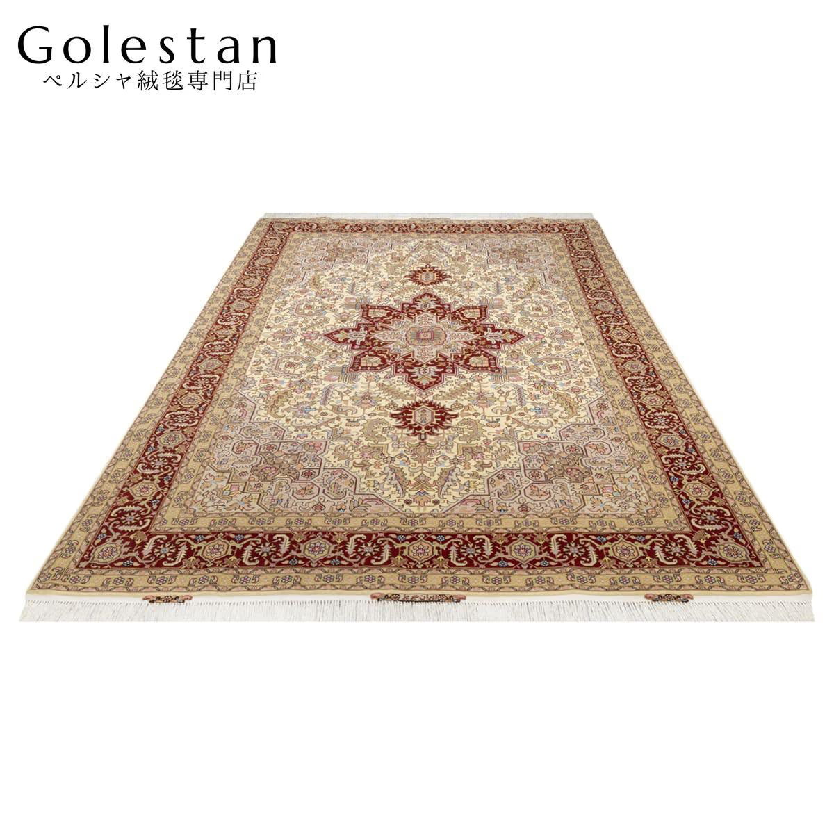 ペルシャ絨毯- 【タブリーズ産】ヘリス柄 シルク装飾が映える手織りペルシャ絨毯（約6㎡）※類似デザイン - 画像 2